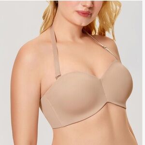NEW Nude Convertible Bra NWT Strapless Halter Adjustable Tan Underwire 32DD
